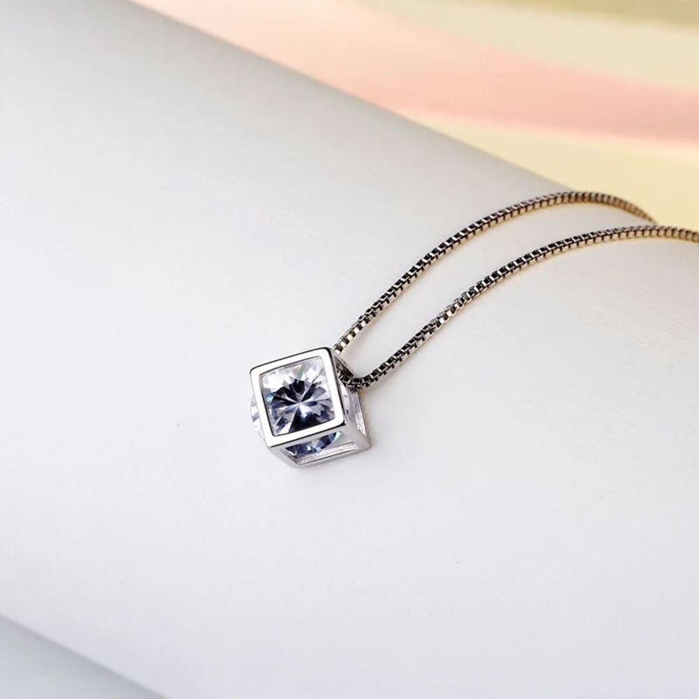 Unique 925 Sterling Silver Statement Platinum Charm Necklace